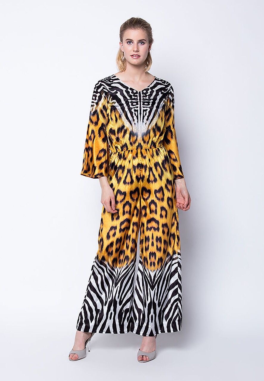 TIGER DIGITAL PRINT JUMP SUIT YELLOW