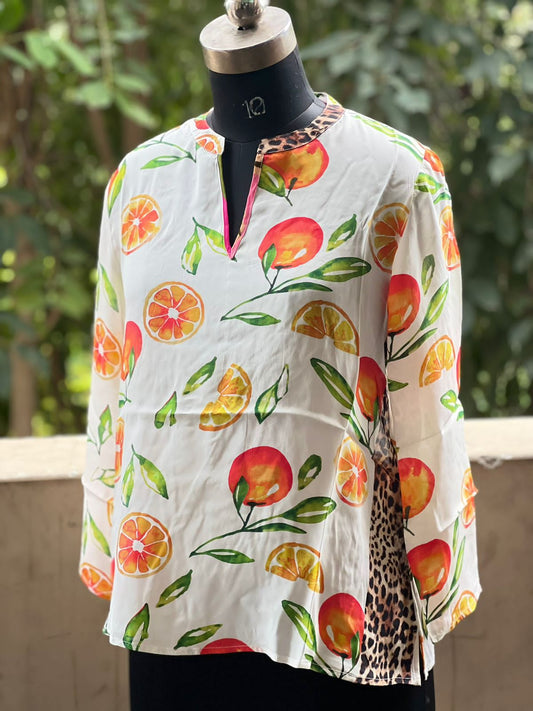 DIGITAL PRINT FULL SLEEVES MANDARIN TOP