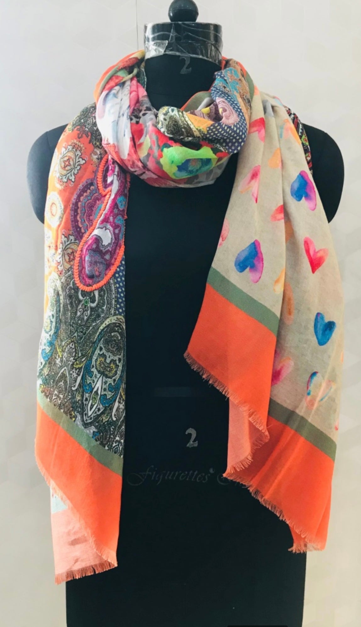 DIGITAL PRINTING SCARVES HEART PRINT