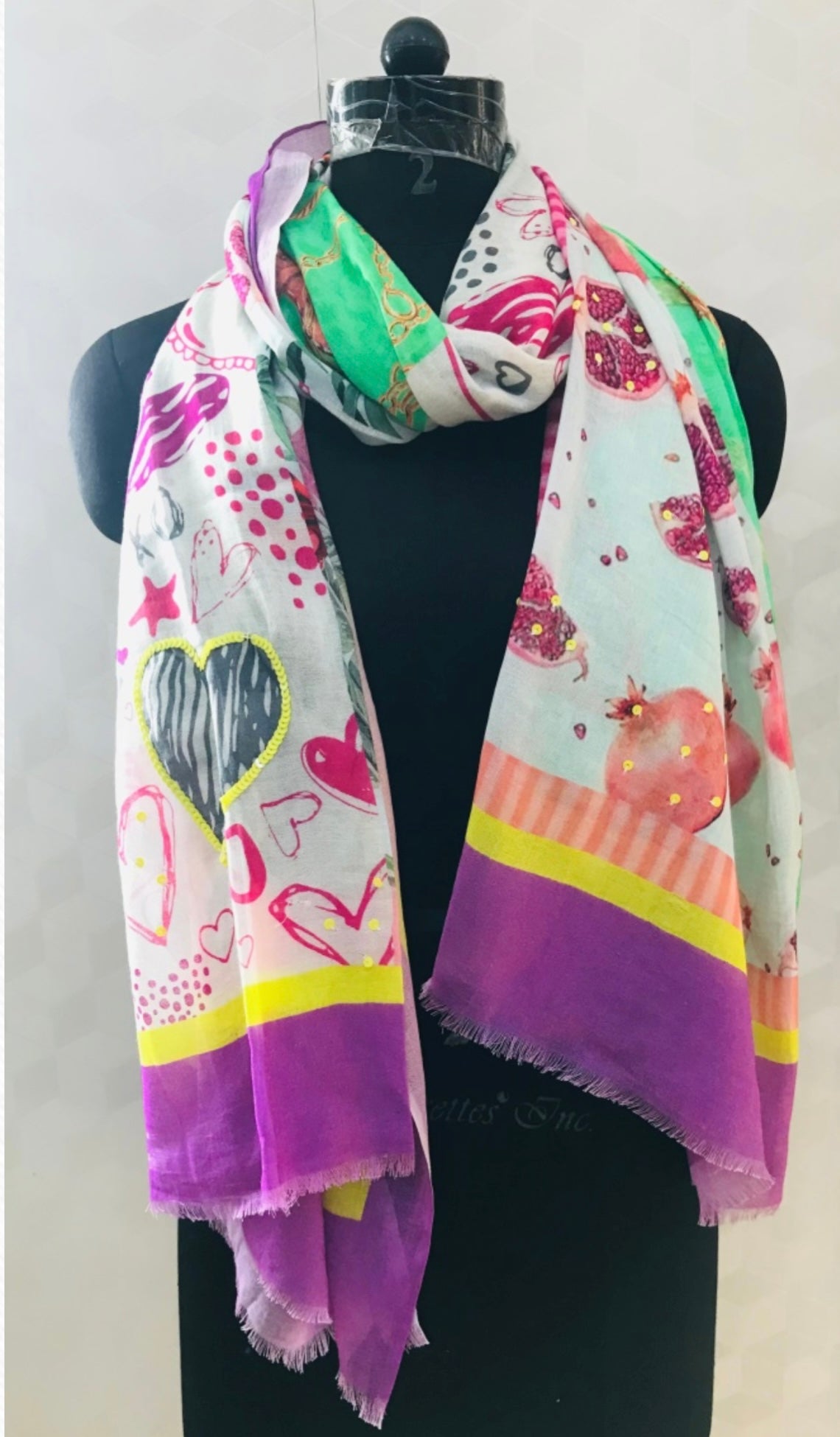 DIGITAL PRINTING SCARVES HEART PRINT