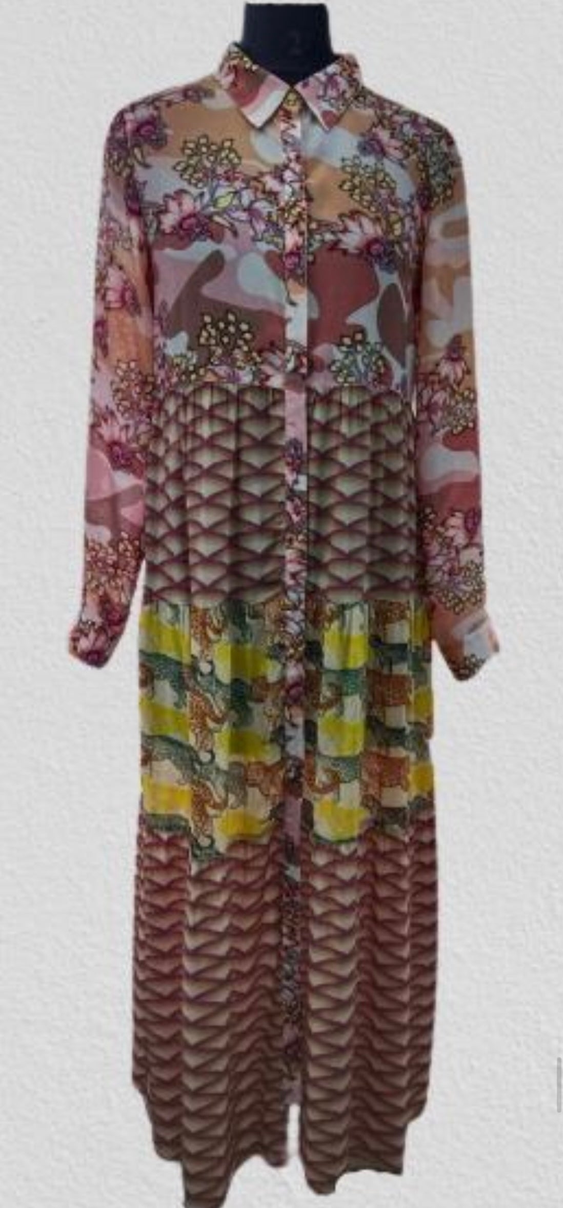 TEXTURED YELLOW SHIRT DRESS DIGITAL PRINTING