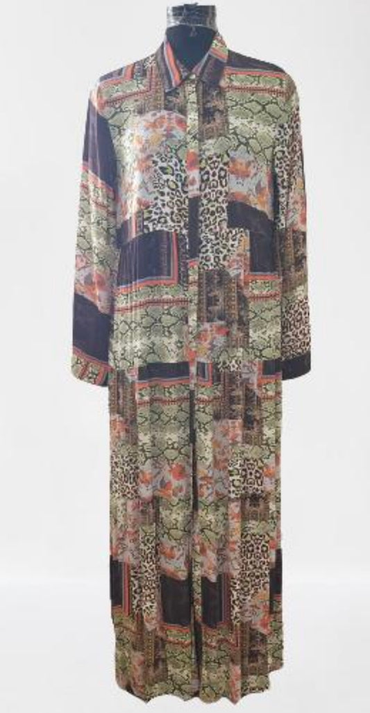 MULTI TEXTURED PRINT SHIRT DRESS DIGITAL PRINTING