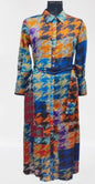 GEOMETRIC MULTI COLOR PRINT SHIRT DRESS DIGITAL PRINTING