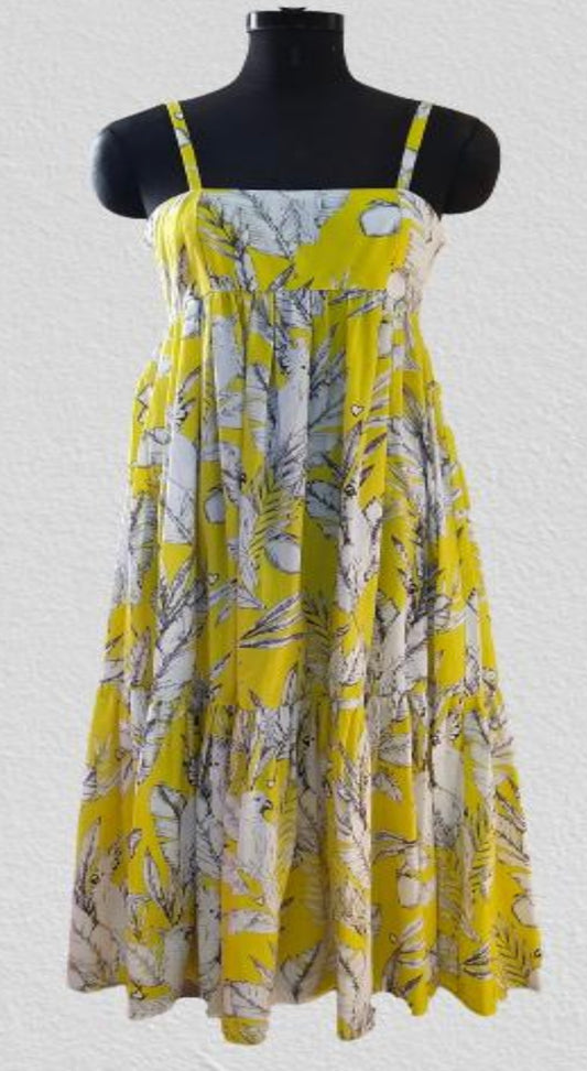 TROPICAL YELLOW HALTER NECK DIGITAL PRINTING