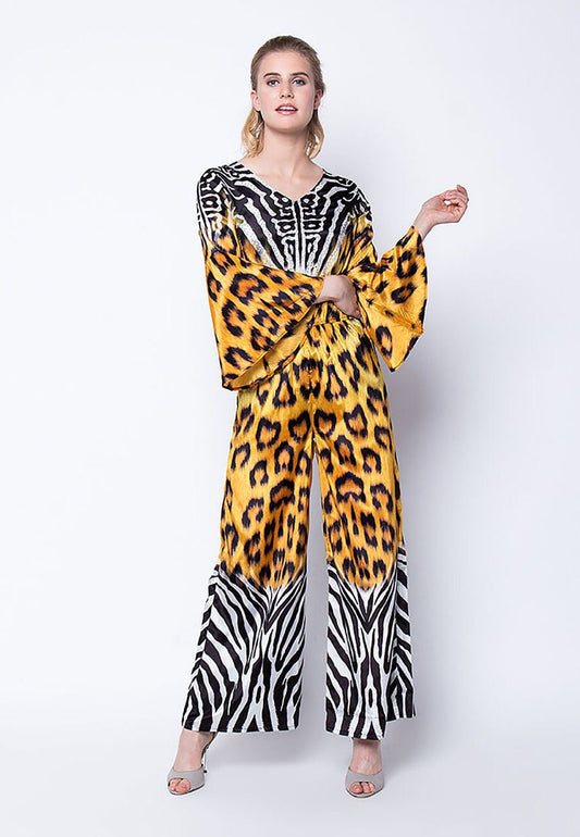 TIGER PRINT TEXTURE JUMP SUIT DIGITAL PRINT