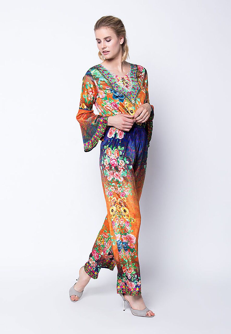 FLORAL OMBREE DIGITAL PRINT JUMP SUIT