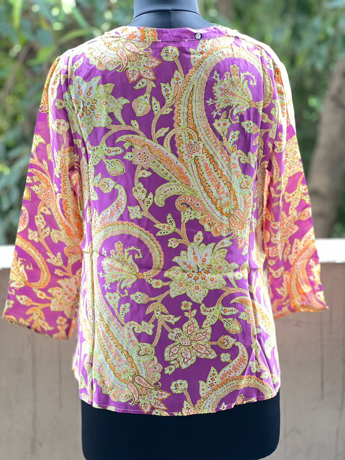 PAISLEY DIGITAL PRINT FULL SLEEVES PINK COLOR CAMI TOP VISCOSE SILK